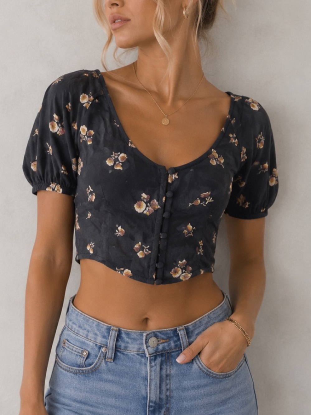 Floral Button-Up Blouse